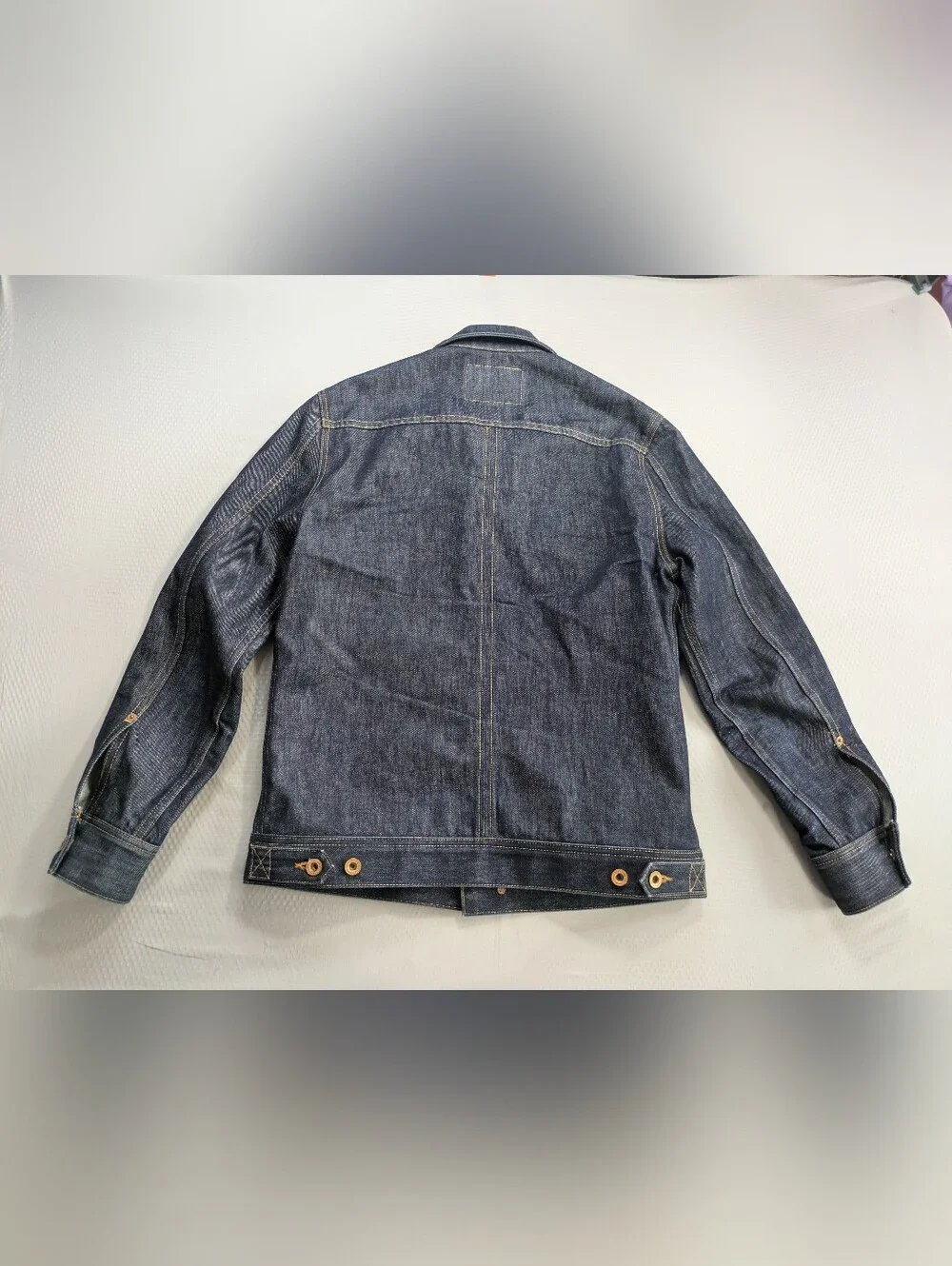 Taylor Stitch Selvage Denim Jacket Mens 38 Indigo Long Haul Trucker Organic EUC